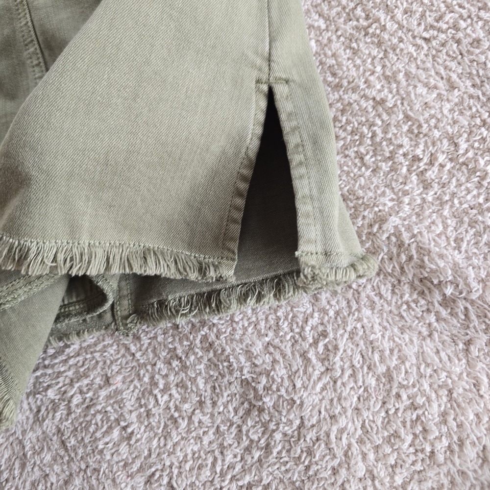 Chico's Sage Green Embroidered Jacket Floral Boho Utility Trucker Frayed Hem XL - Picture 12 of 16